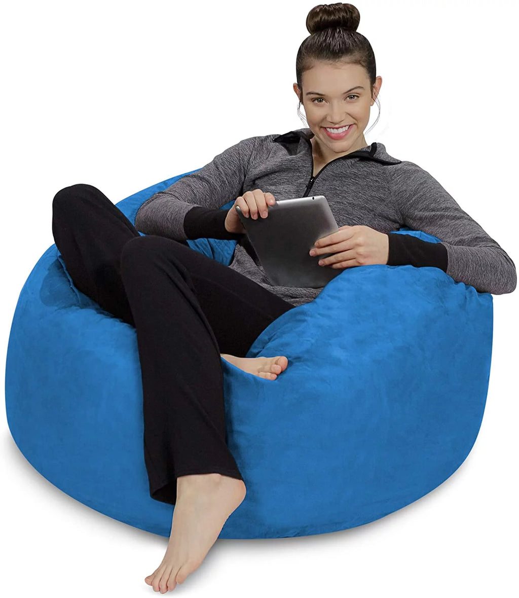 Plush Ultra Soft Memory Foam Bean Bag Chair with Microsuede Cover Royal Blue 3 G833688