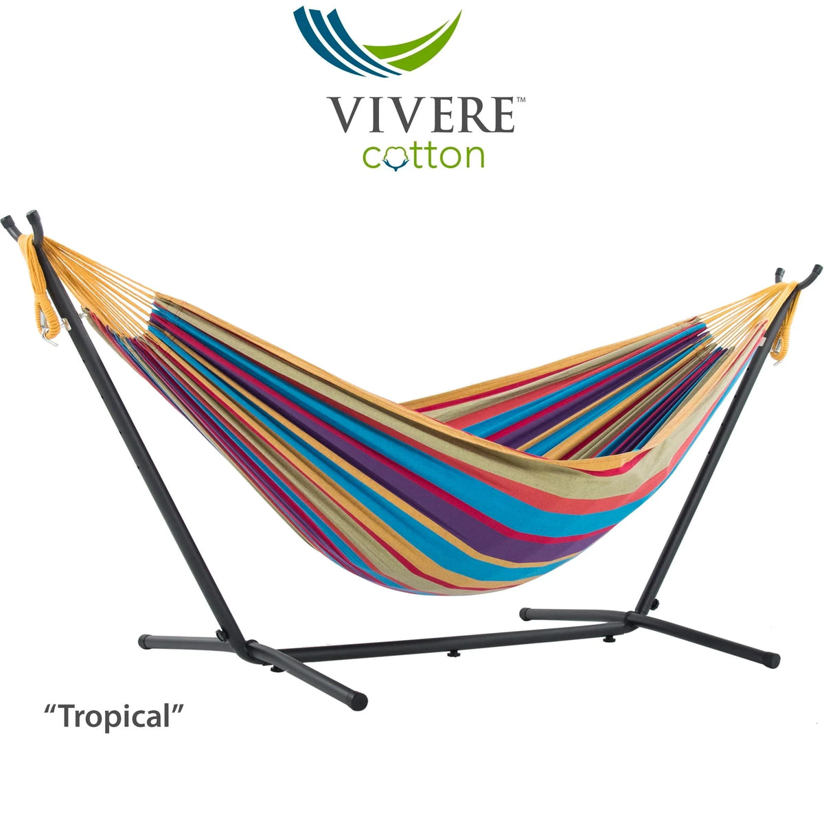 Double Cotton Hammock with Stand and Carry Bag N43916
