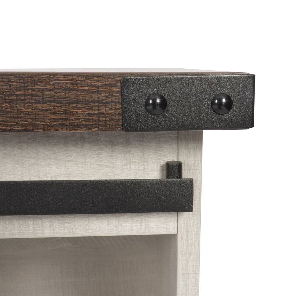 Brown Sliding Barn Door TV Cabinet with Storage and Shelf H7167
