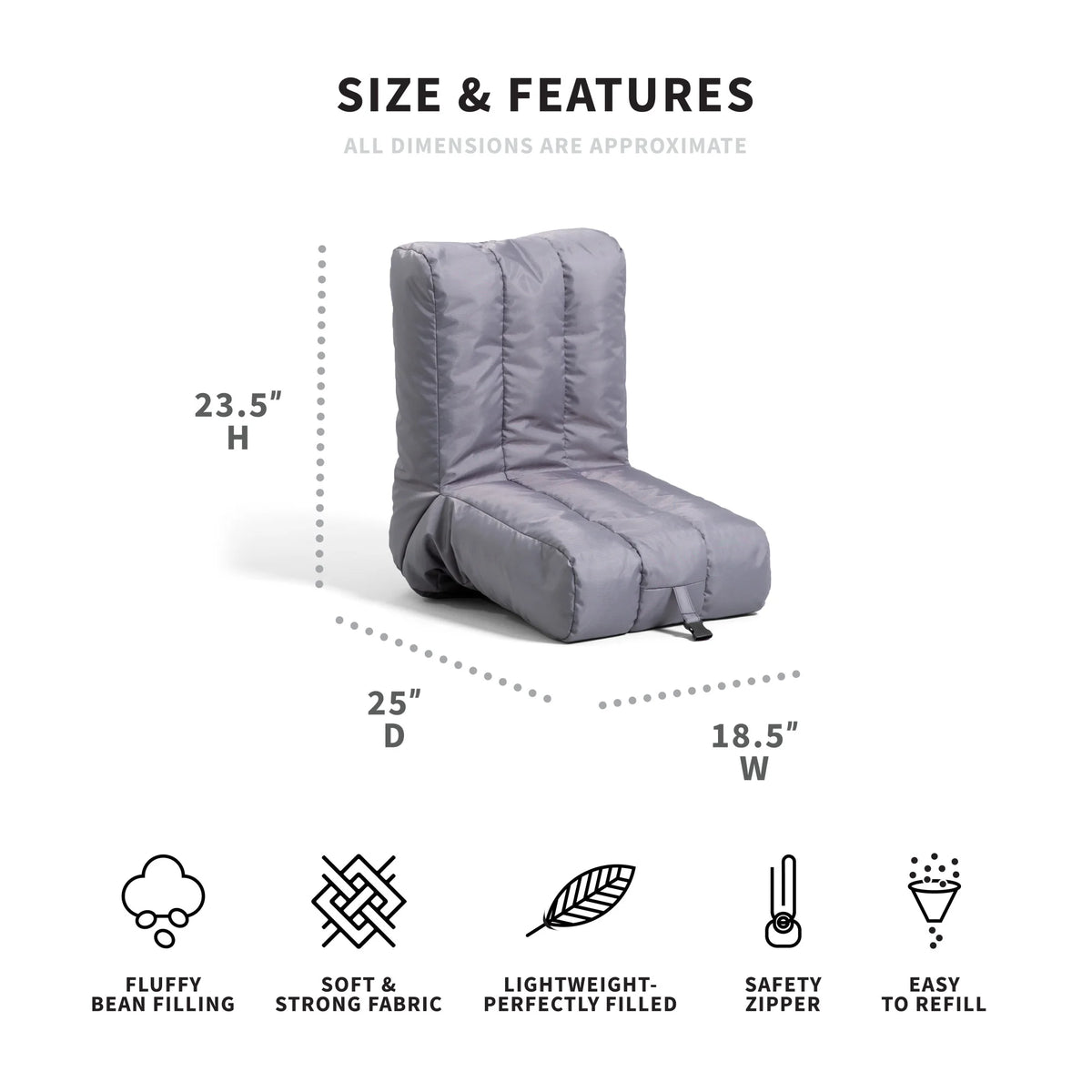 Steel Gray Bean Bag Chair Z458