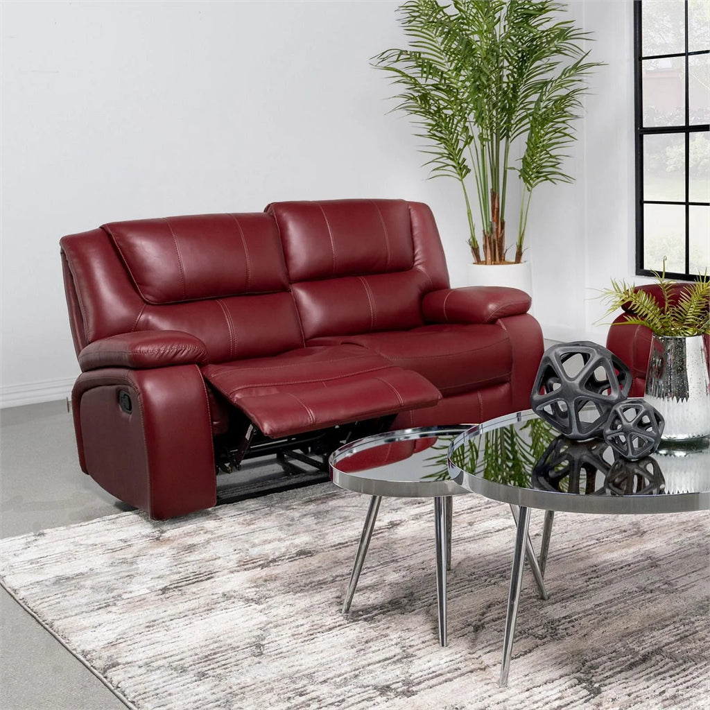 Red Faux Leather Motion Loveseat J53416