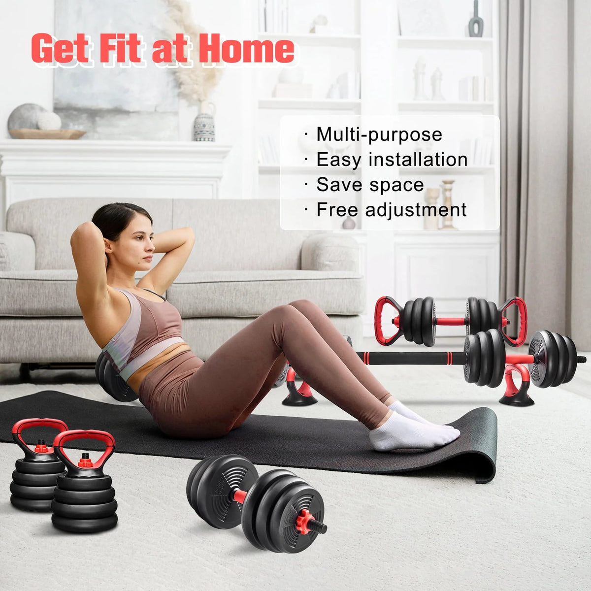 5-in-1 Adjustable Dumbbell Set 45lb Black V267