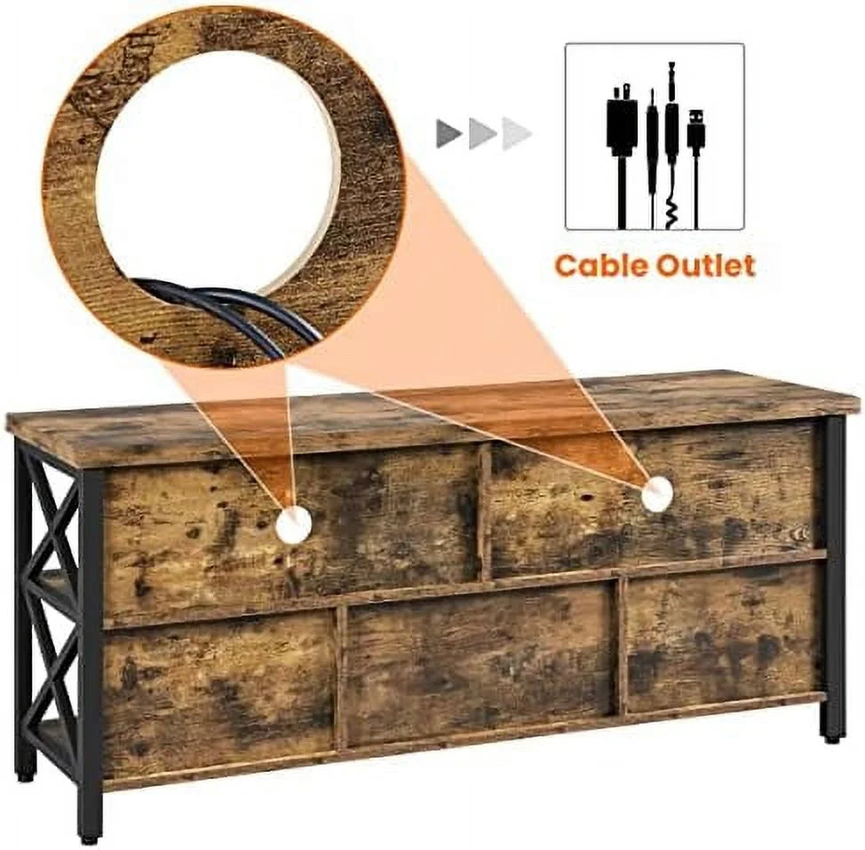 Industrial Wood and Metal TV Stand with Cabinet T317