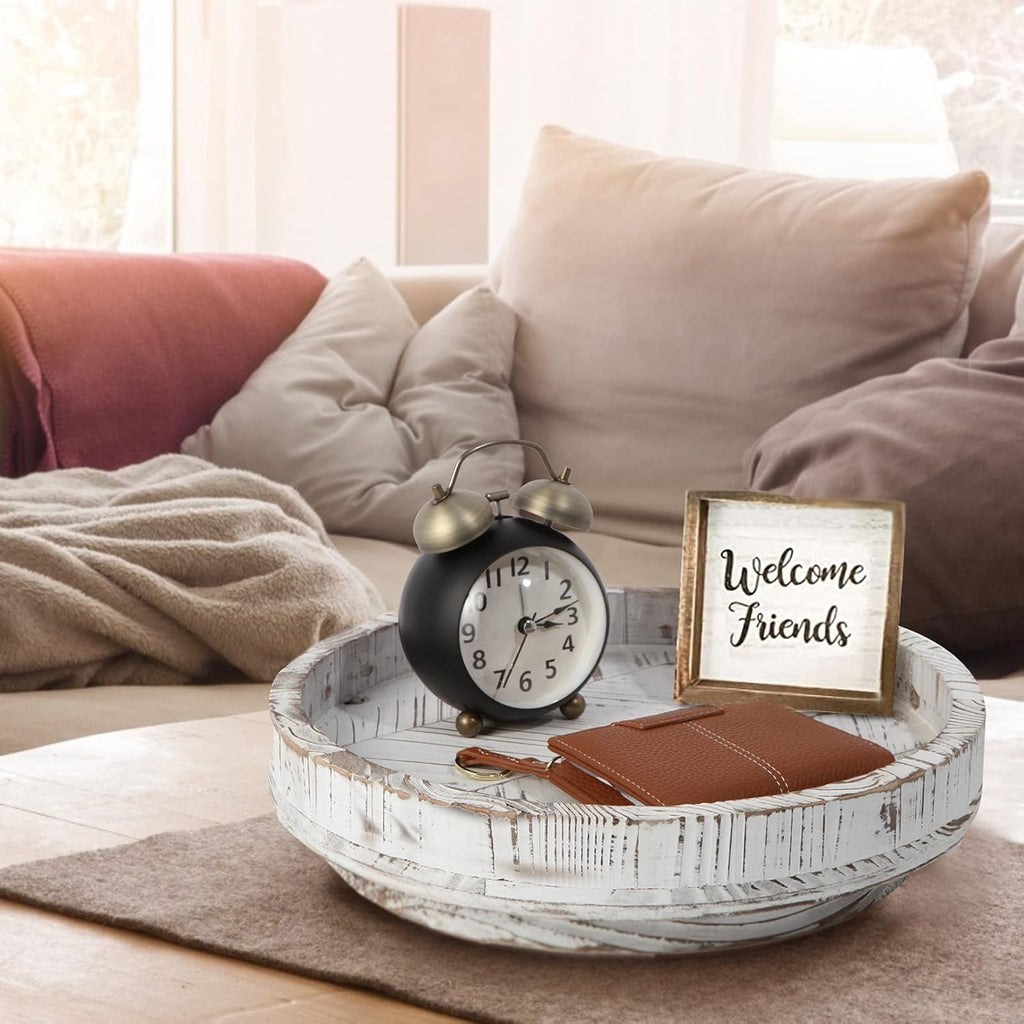 White Round Wood Lazy Susan 12 Inch I13897