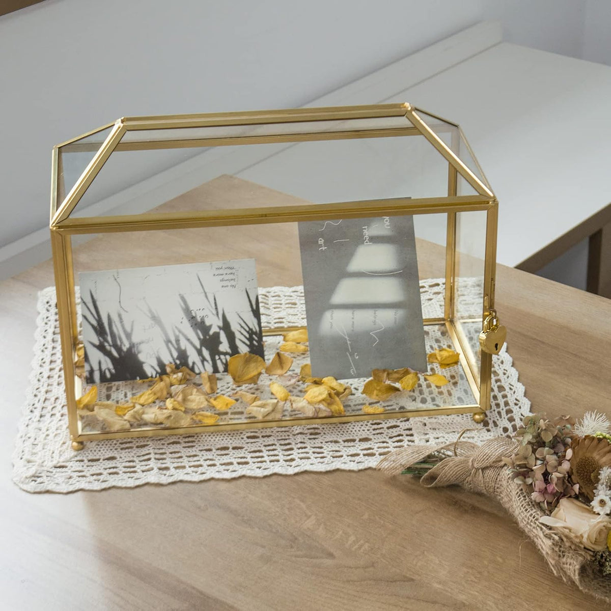 Gold Glass Card Box with Lid X65153