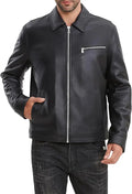 Leather Jacket Men Lambskin Jacket with Full Zip Front O262
