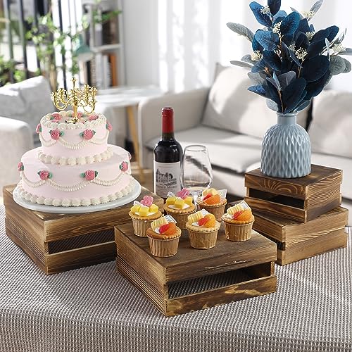 4 Pieces Wood Cupcake Display Stand Risers D496