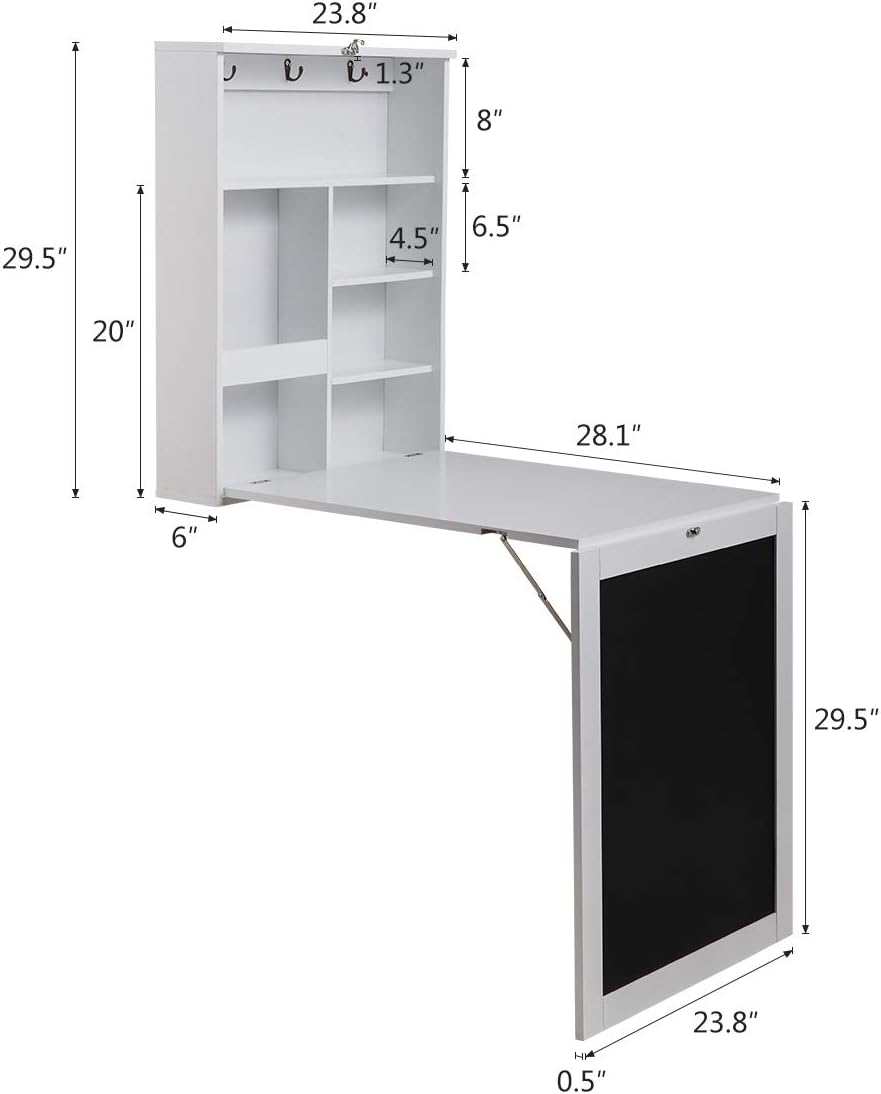 Wall Mounted Folding Desk with Storage Z314