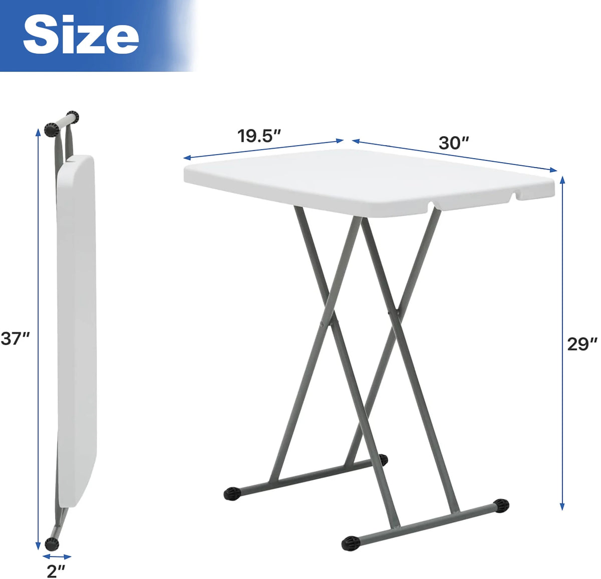 Portable Folding TV Tray Table White 30 Inch O812753
