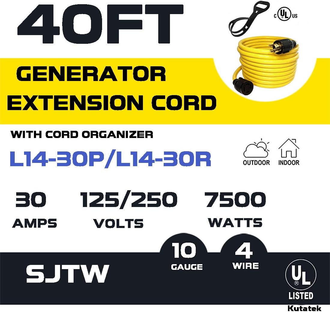 40Ft 30 Amp 125/250V 4 Prong Generator Extension Power Cord O4500
