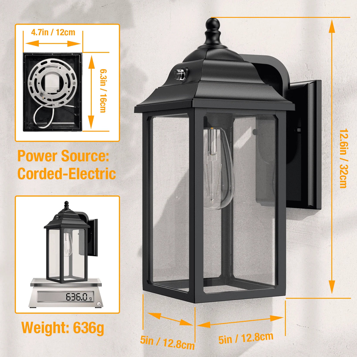 Black Outdoor Wall Sconce 2 Sets S987