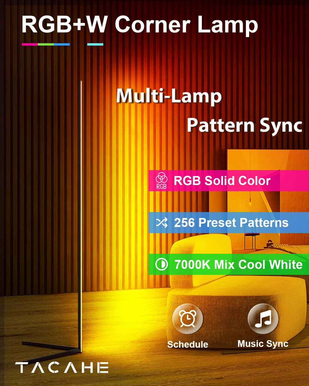 Smart Corner Floor Lamp with Transparent Lampshade, 20W Black N583