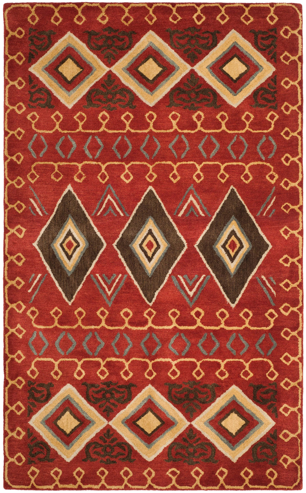 Red Multi Southwestern Wool Area Rug 5' x 8' B97469