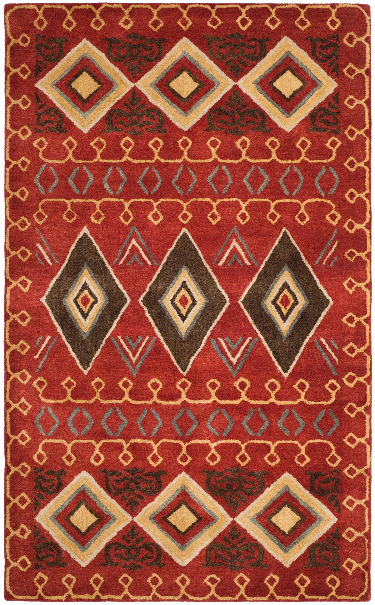 Red Multi Southwestern Wool Area Rug 5' x 8' B97469