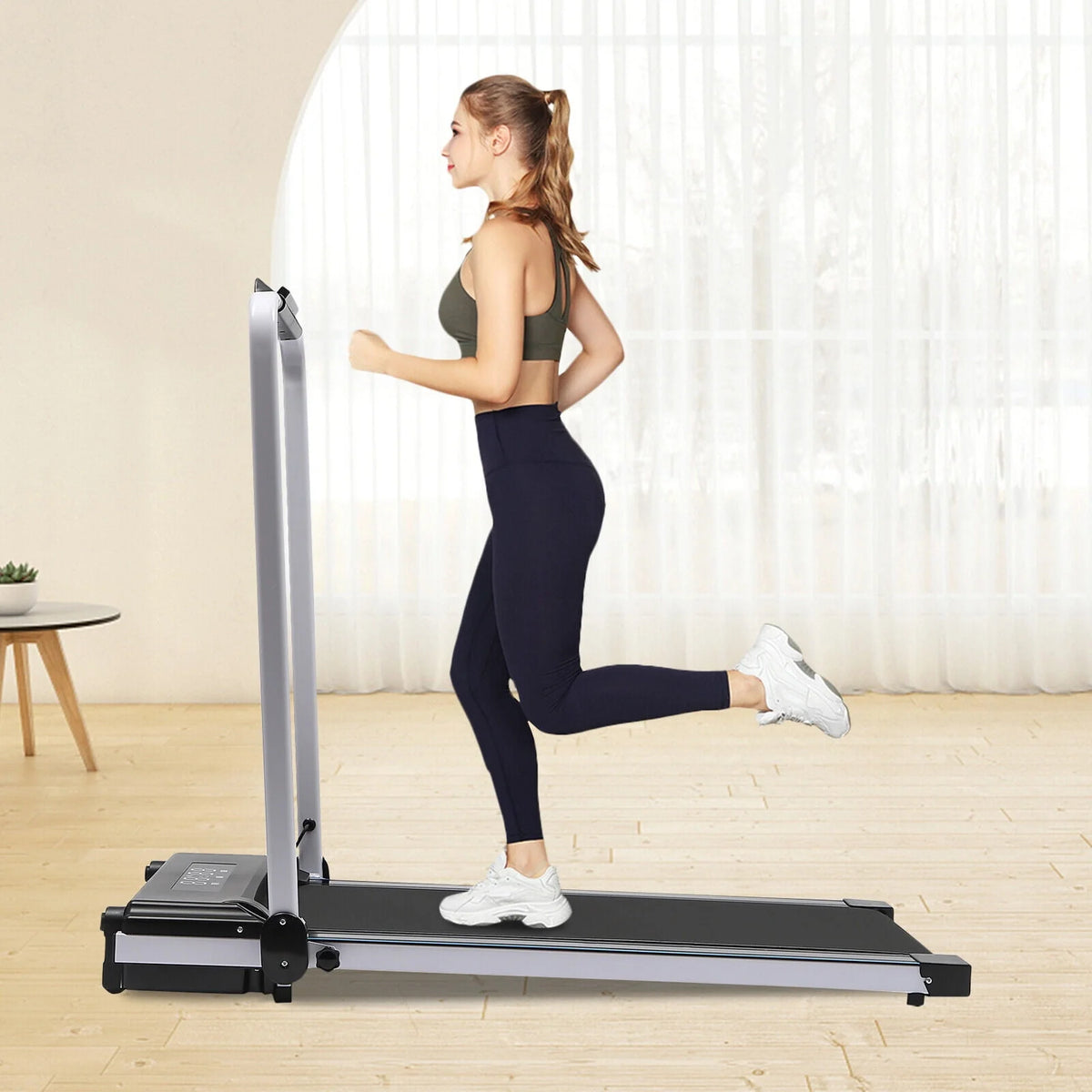 2 In 1 Electric Treadmill Walking Pad with Remote Black W33465