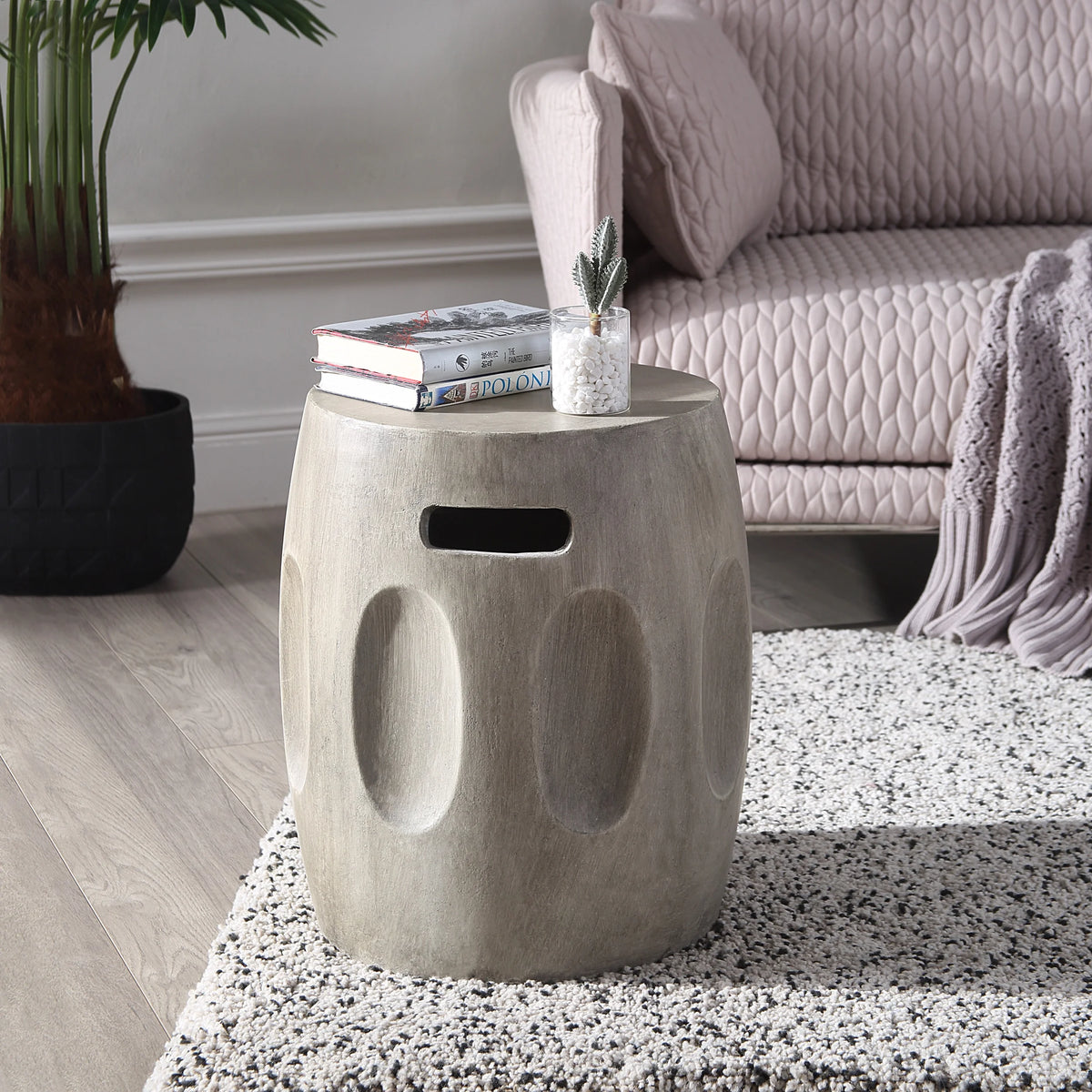 Contemporary Lightweight Concrete Accent Side Table L805517