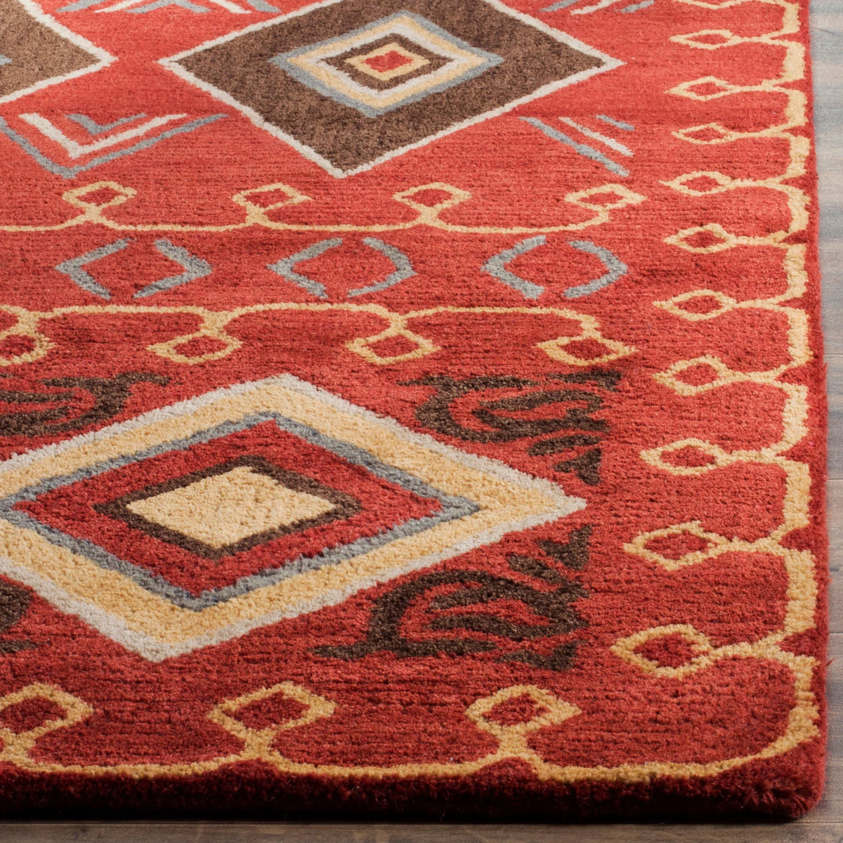 Red Multi Southwestern Wool Area Rug 5' x 8' B97469