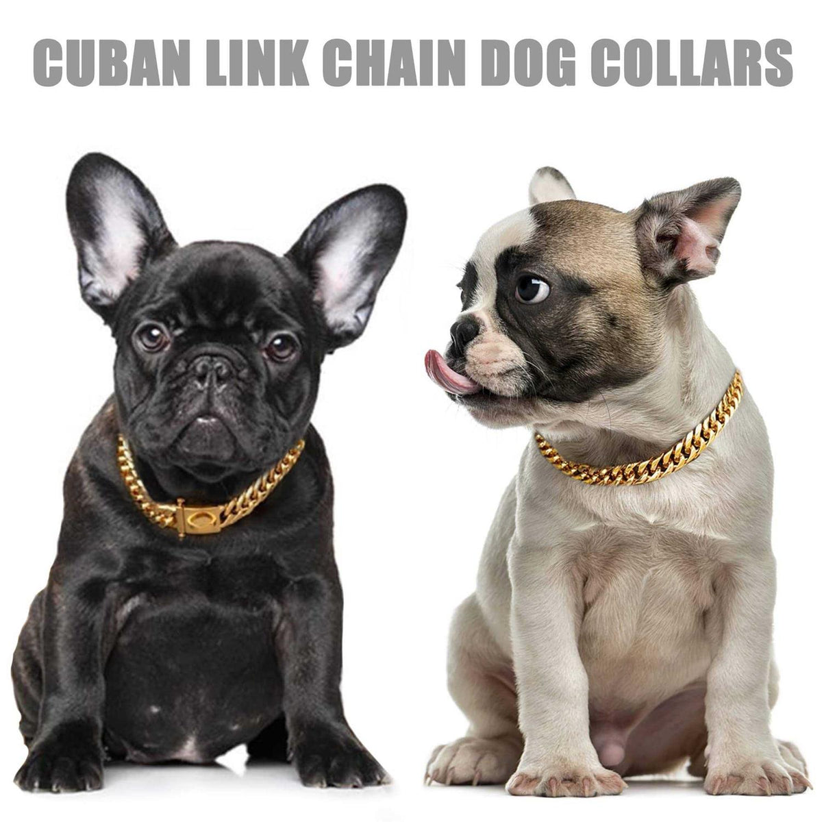 Gold Chain Dog Collar 16MM Cuban Link with Snap Buckle R750