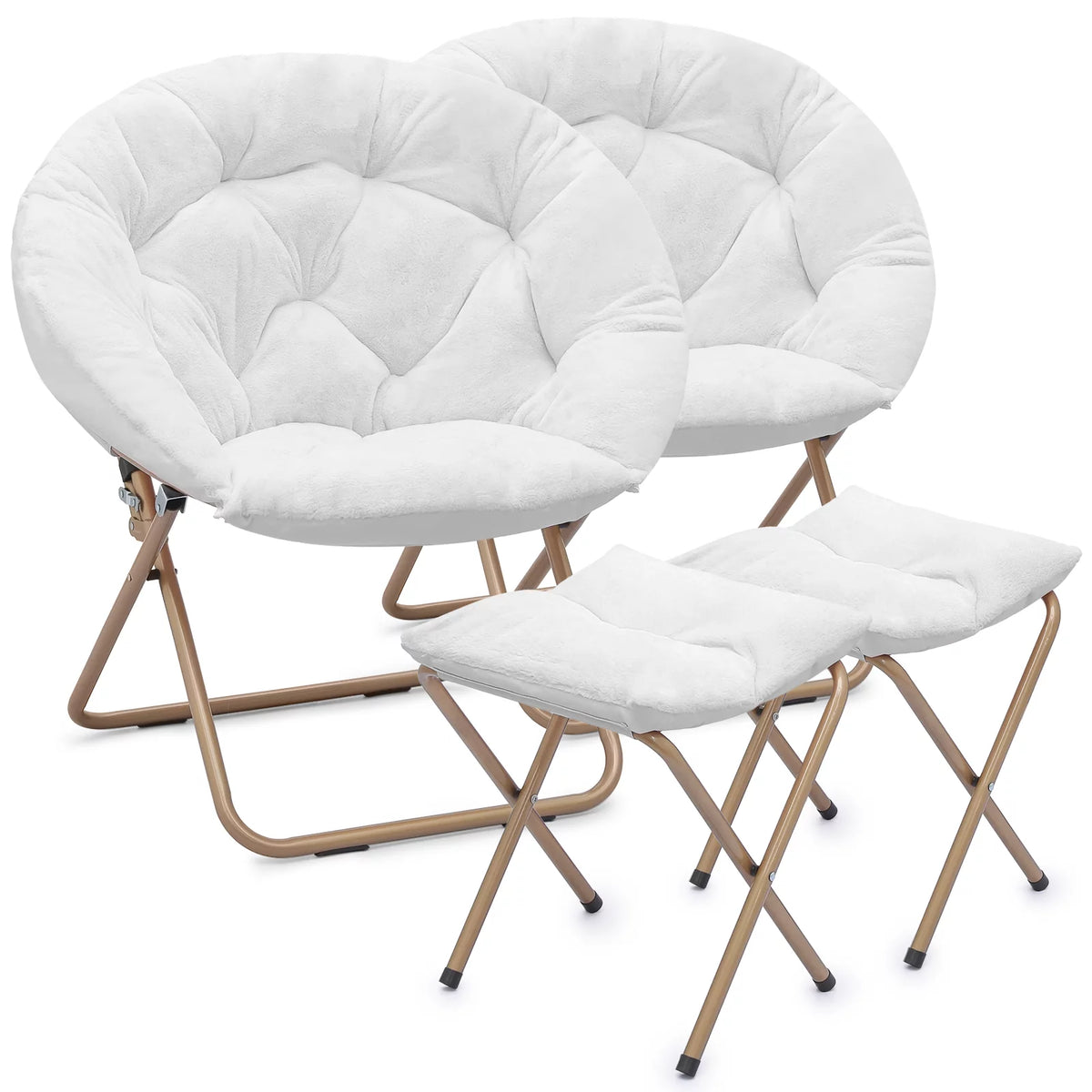Set of 2 Oversized Folding Lounge Chair with Ottoman J726