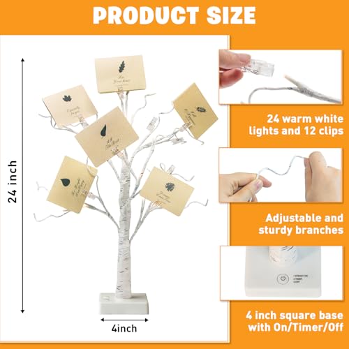 Lighted Birch Tree Christmas Decorations, 2Pack 24 LED Artificial White Trees with Lights S76311