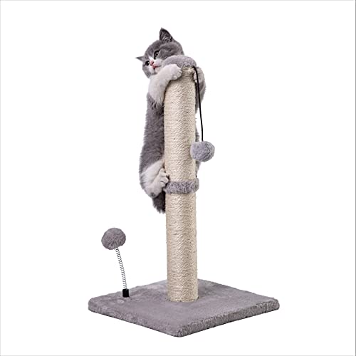 Beige Sisal Cat Scratching Post with Hanging Ball V462112