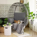 Oversized Grey Wicker Chair with Seat Cushions S290112