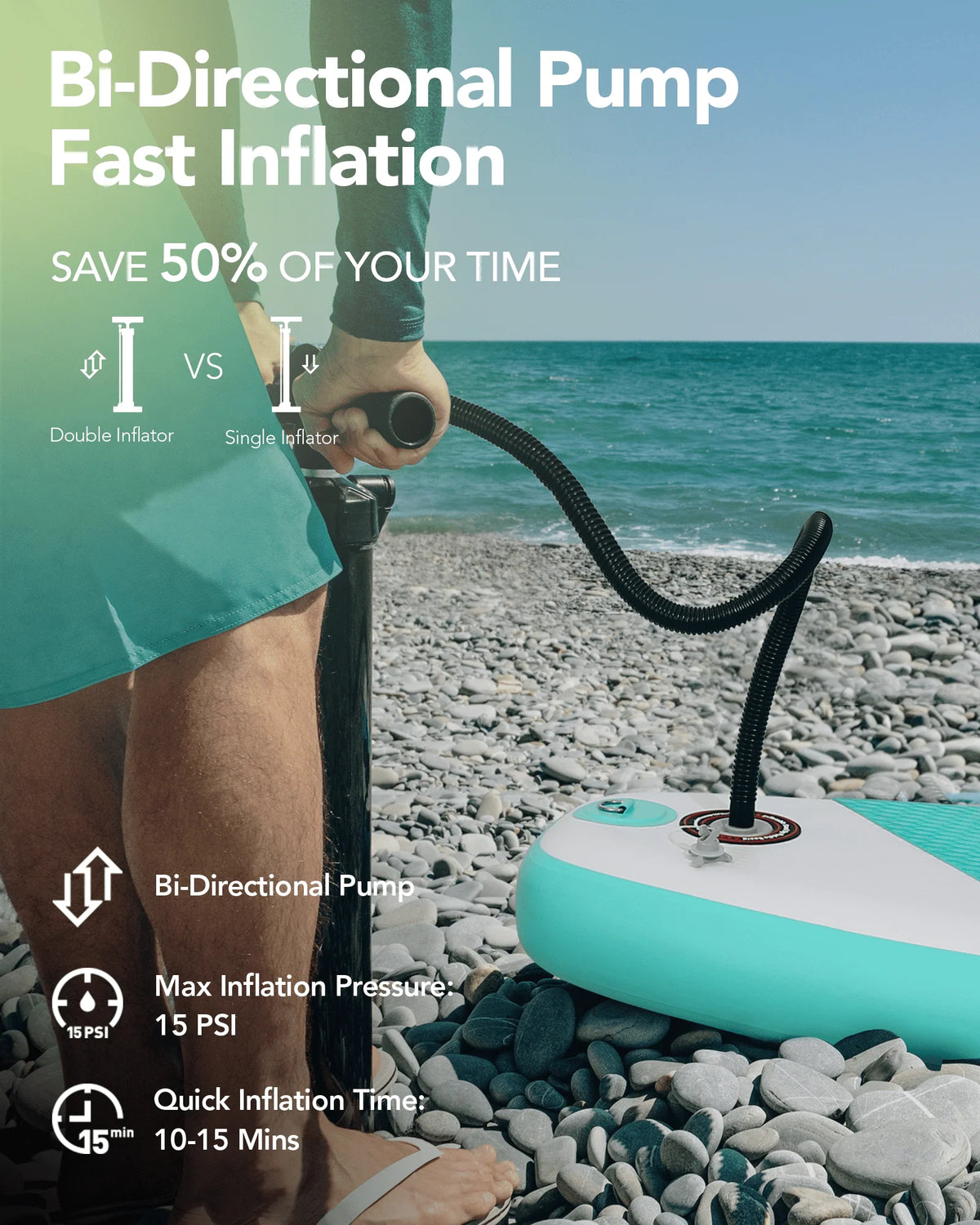 10' Green Inflatable Paddle Board with Carry Bag S100