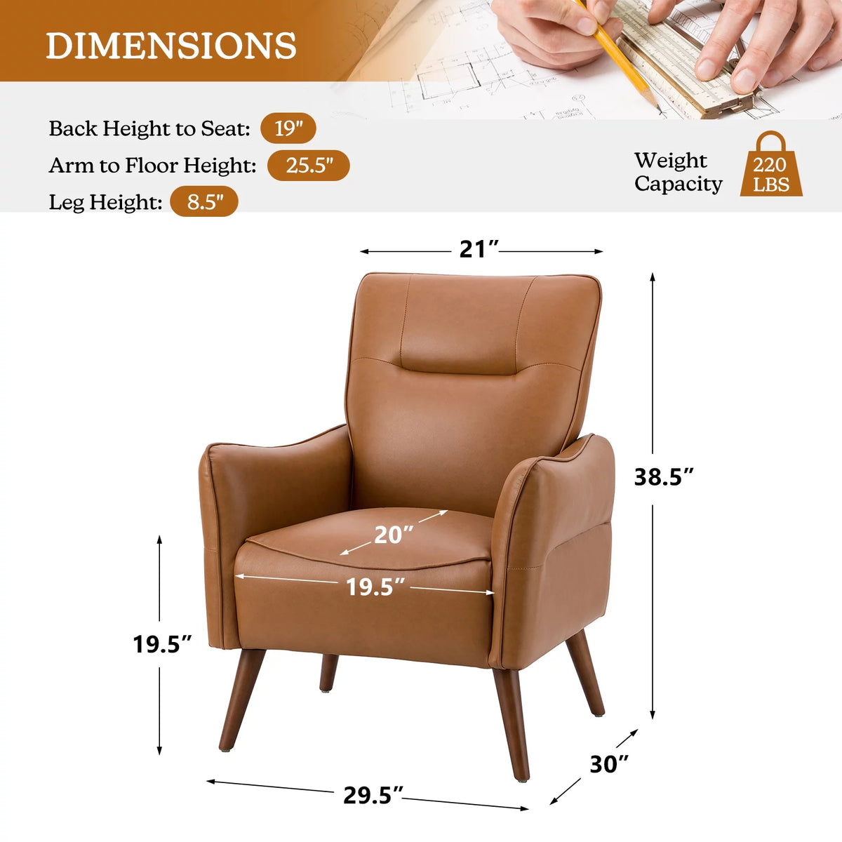 Faux Leather Tufted Accent Chair Set of 2 Wood Legs K851810