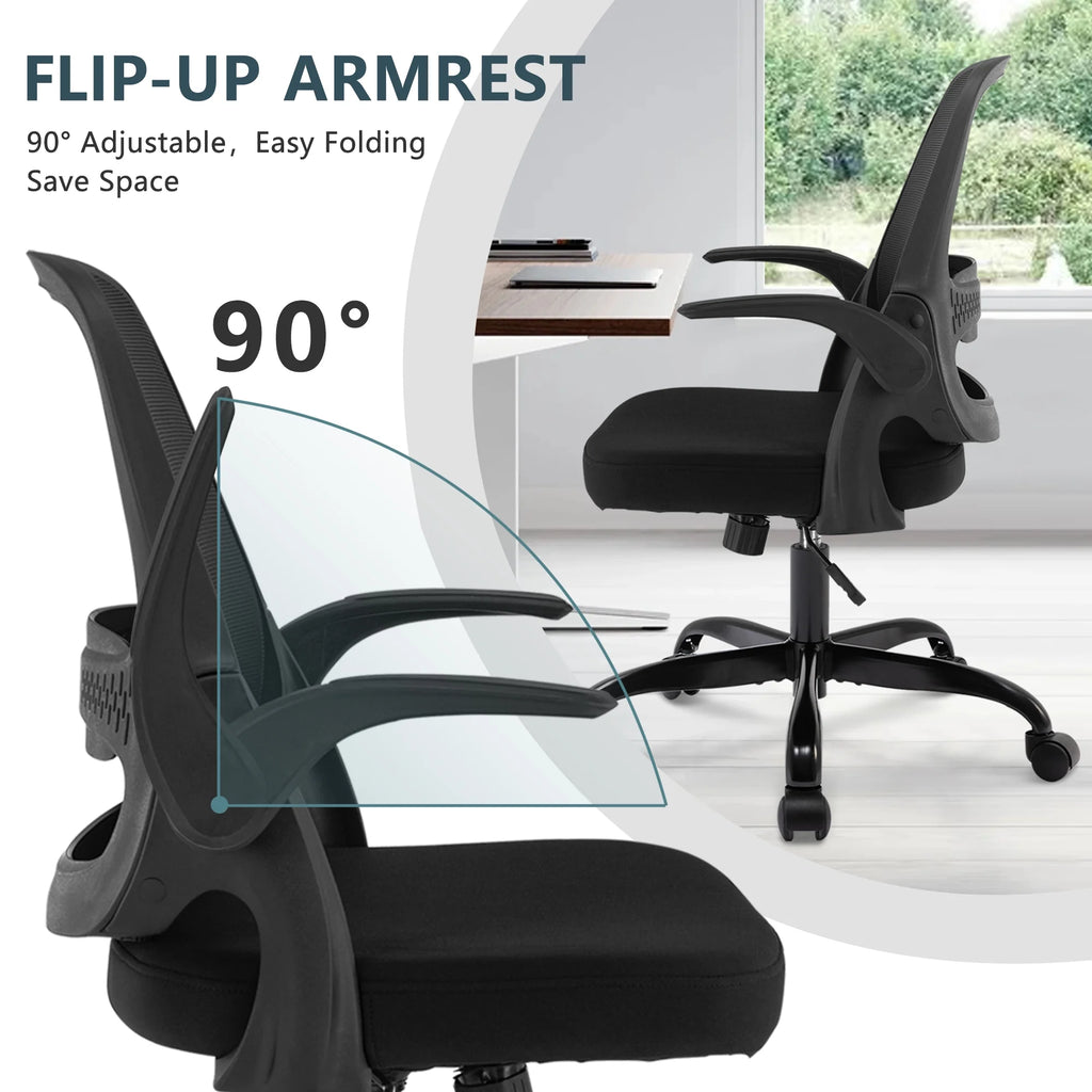 Black Office Chair with Flip-up Armrests S8700