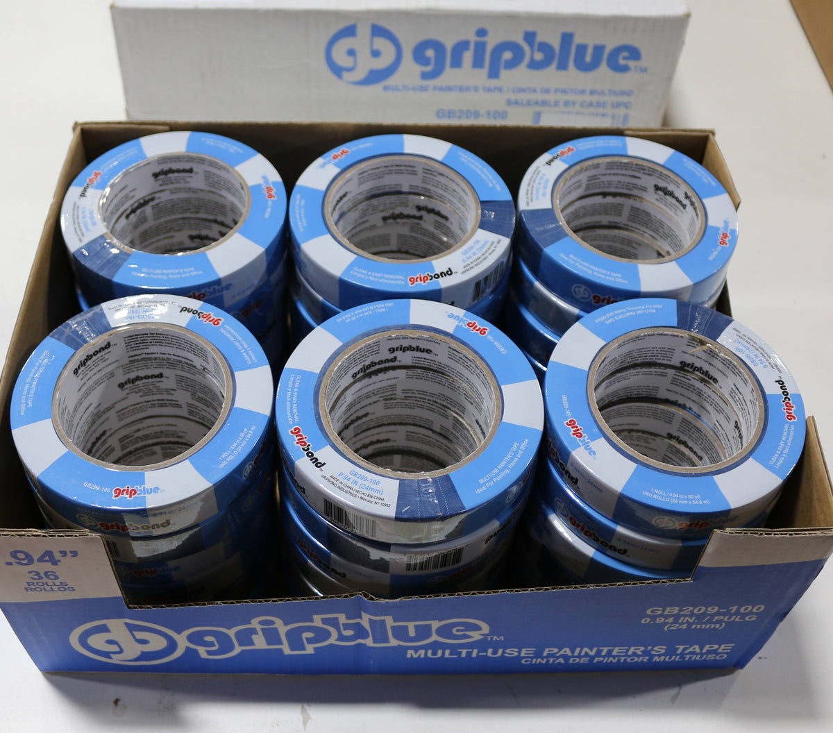 Blue Painters Tape 0.94/24mm x 60 yds Case of 36 Rolls Crepe Paper Masking Tape T450