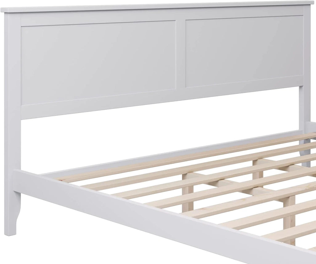 White King Size Solid Wood Platform Bed Z773787