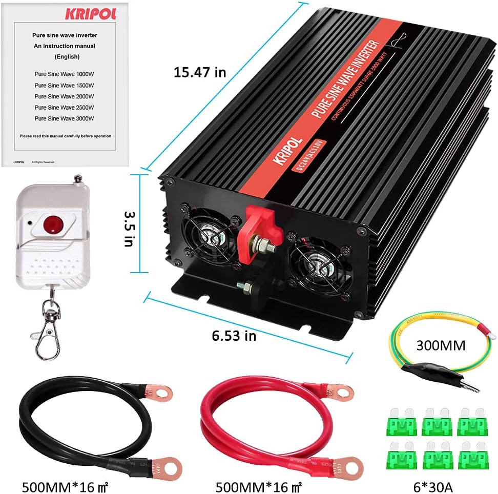 1000 Watt Pure Sine Wave Inverter 12v DC to 110/120v AC Z390011