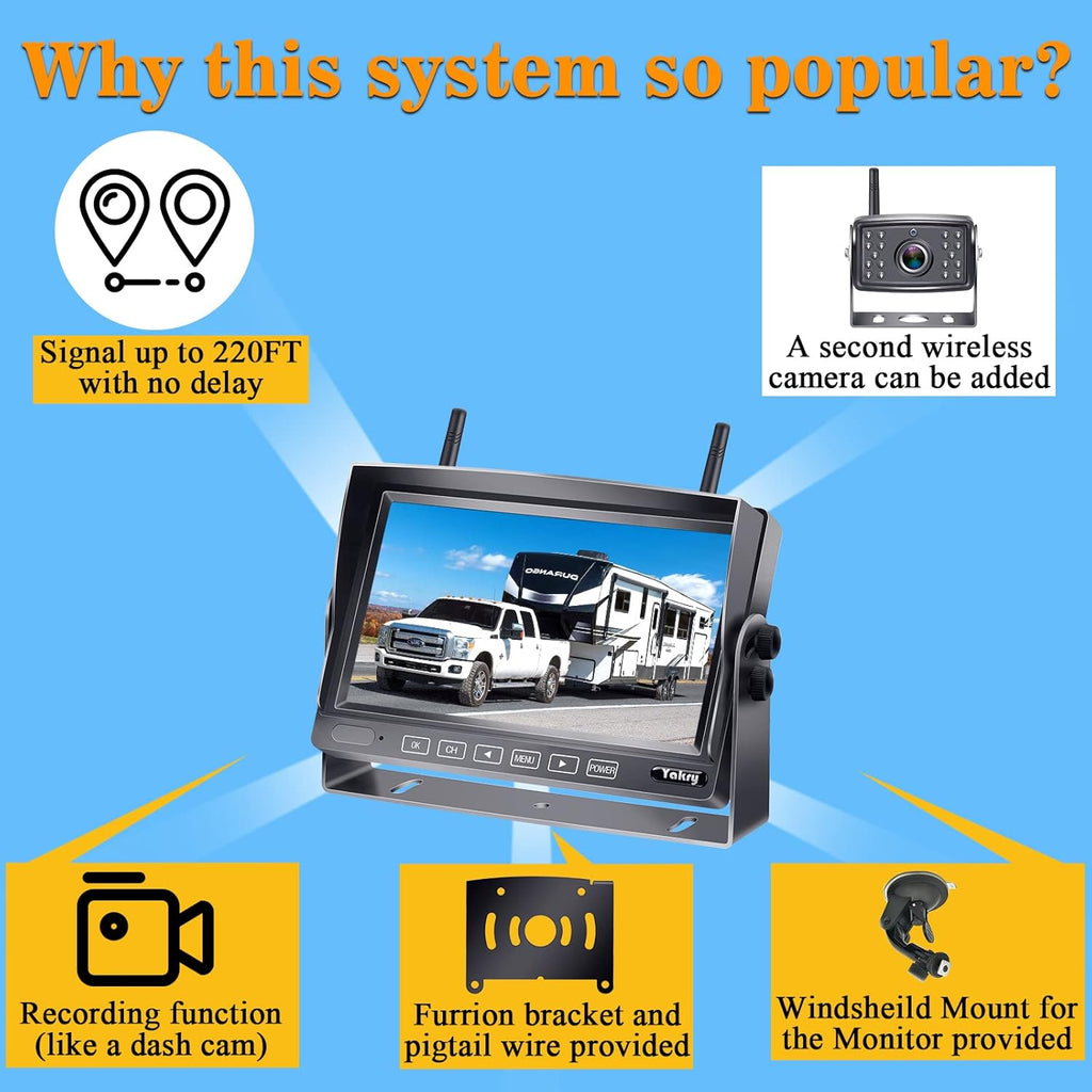 Wireless HD 1080P Backup Camera with 7 Inch Monitor L4313