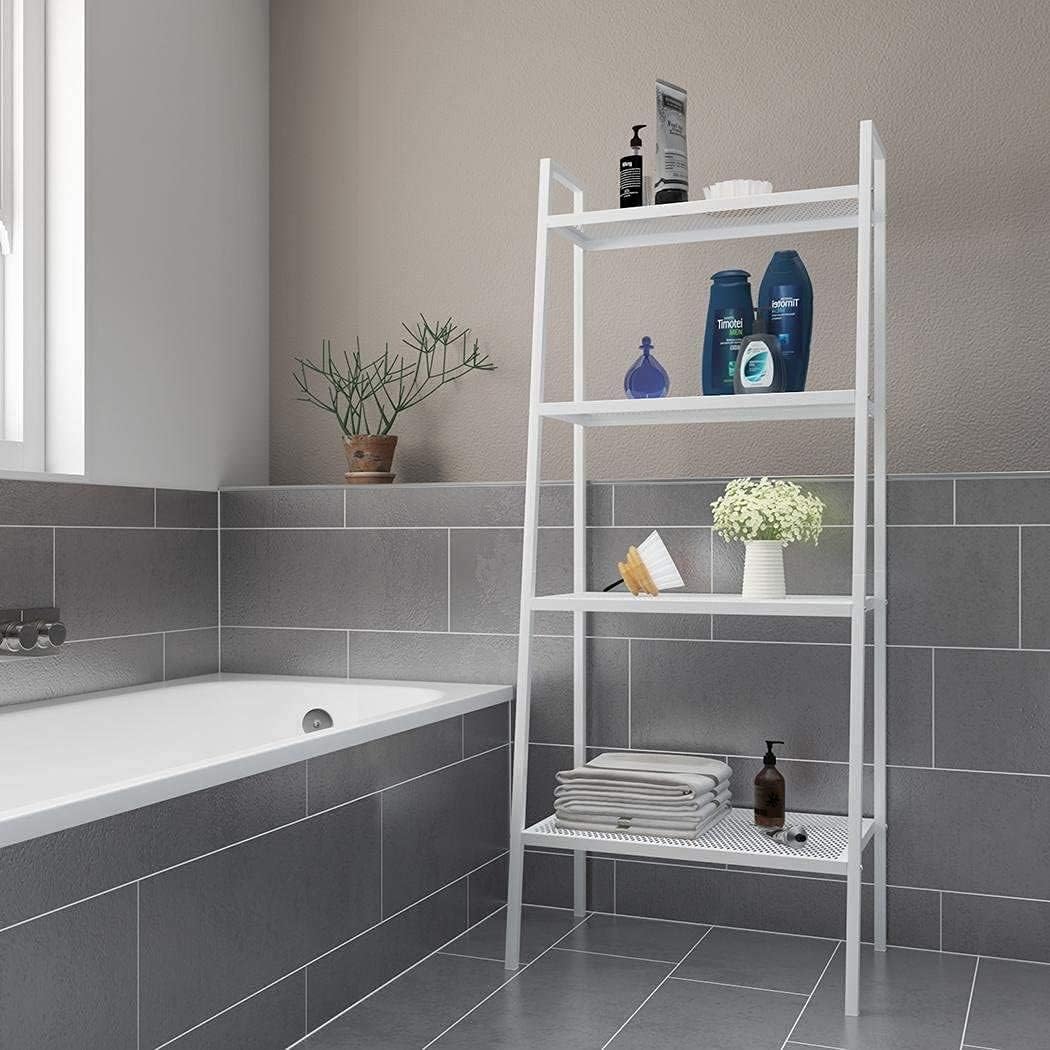 Black 4 Tier Ladder Shelf Bookshelf F7633