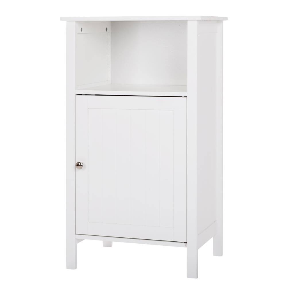White Wooden Bathroom Floor Cabinet with Adjustable Shelf V23898