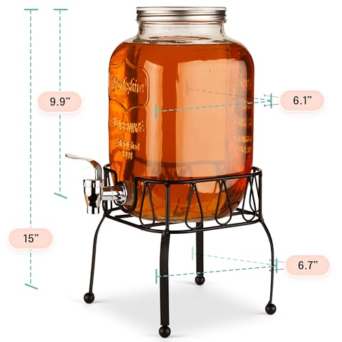 Glass Drink Dispenser Set of 2 1 Gallon with Stand T7350