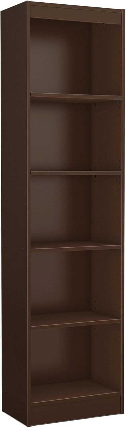 5-Shelf Narrow Bookcase Pure White T513391