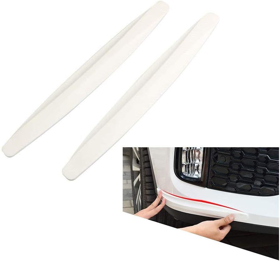 Car Front Rear Bumper Protector Anti-Collision Rubber Strips Pack of 2 White L71616