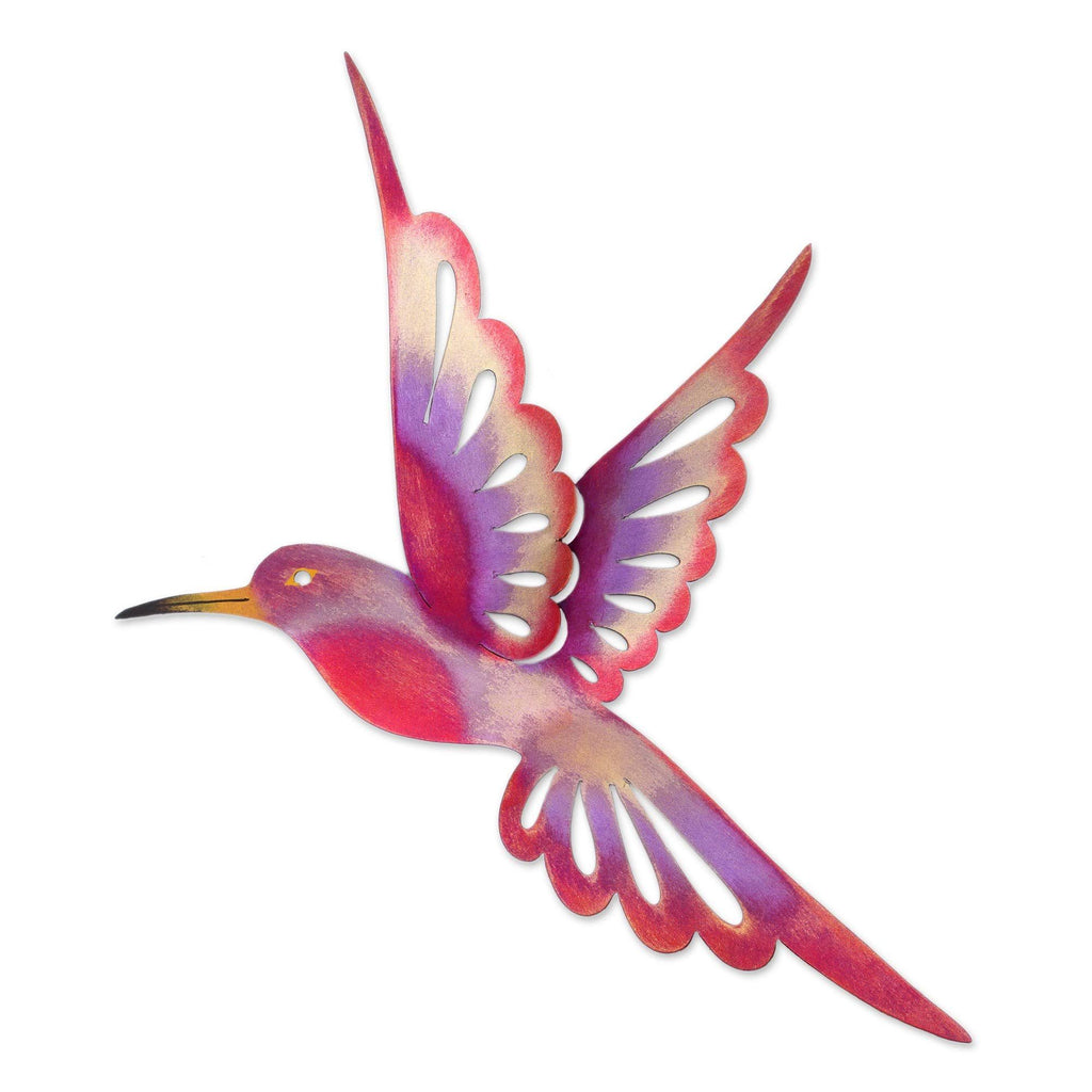 Purple Steel Bird Wall Décor T646813