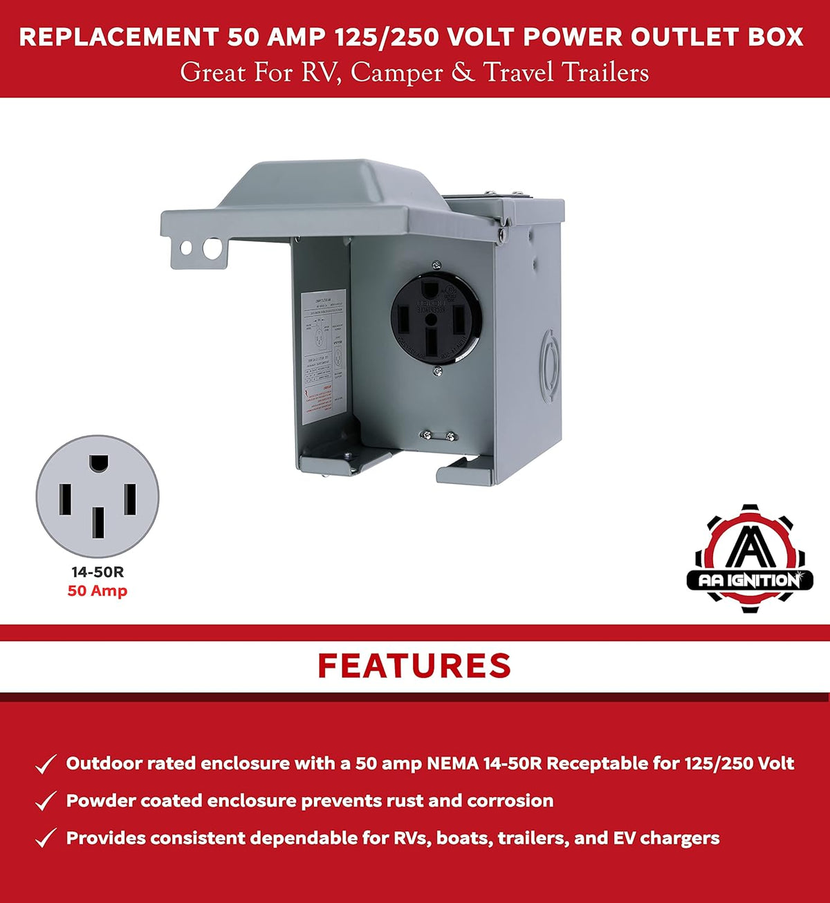 50 Amp 125/250 Volt Power Outlet Box C331