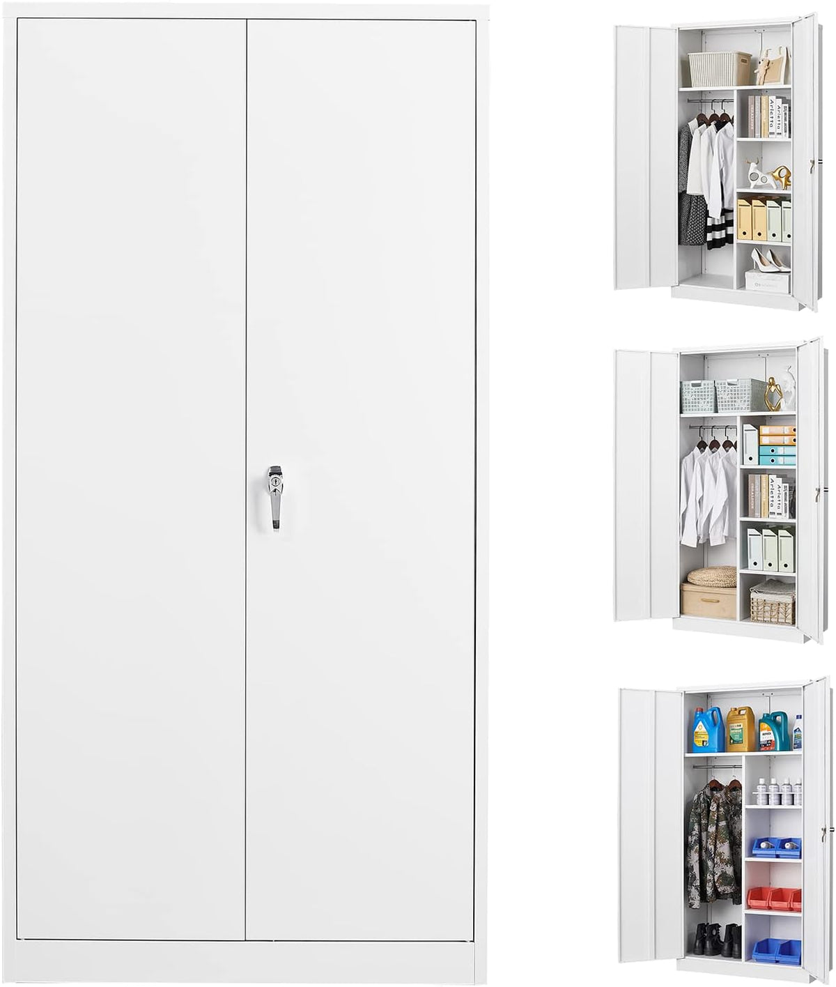 42” Tall Steel Storage Cabinet with Locking Door and 2 Adjustable Shelves I7038