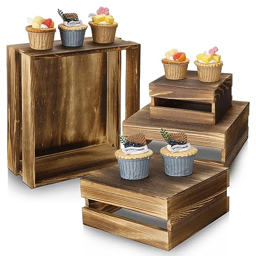 4 Pieces Wood Cupcake Display Stand Risers D496