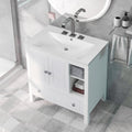 30" White Bathroom Vanity with Ceramic Sink and Storage Cabinet P450732