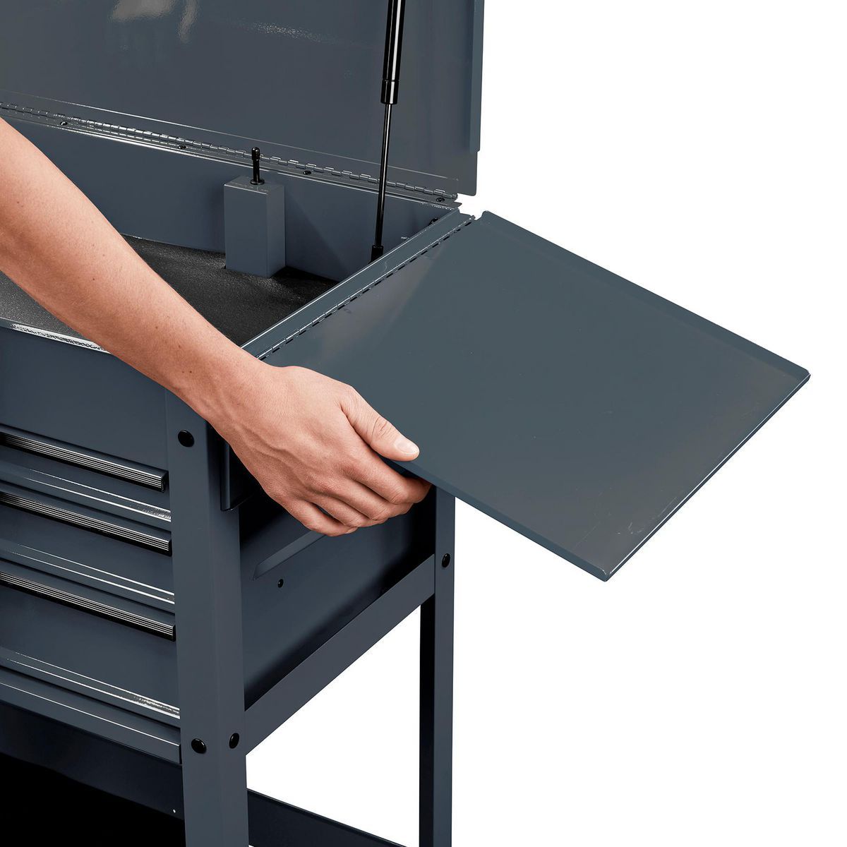 Folding Side Tray for 4-Drawer Tech Cart, Slate Gray L71392