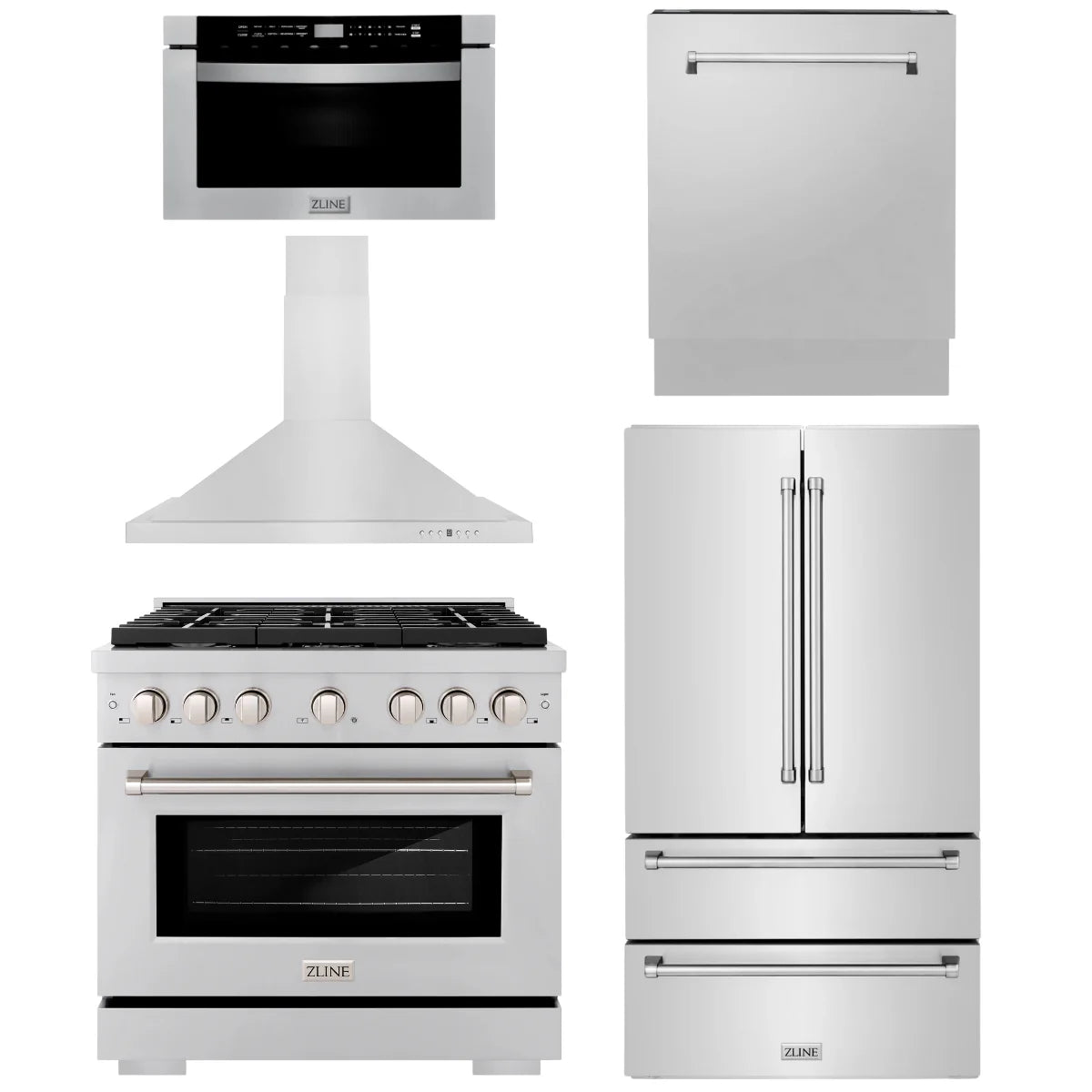 36 Gas Range, Range Hood, Microwave Drawer, Dishwasher, Refrigerator O47375