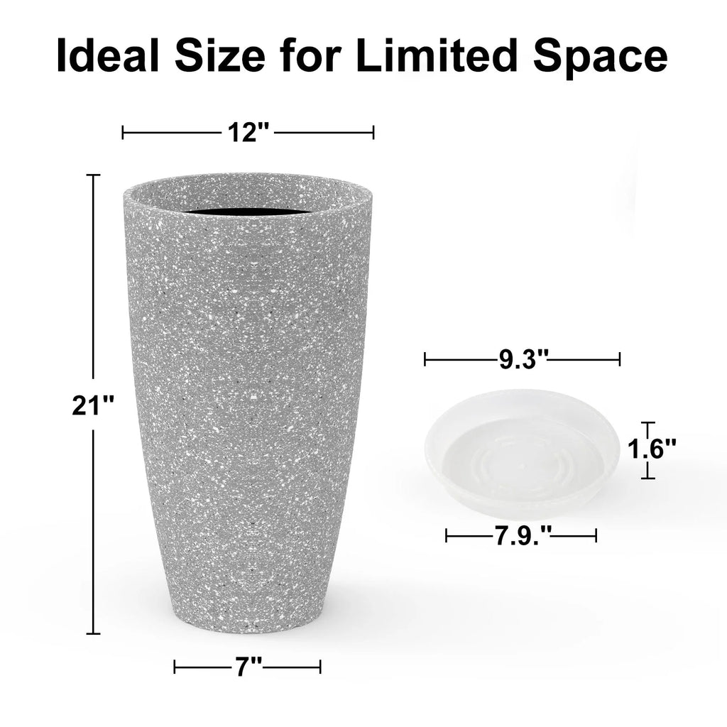 2 Pack 21in Round Tall Planter with Drainage Holes T874596