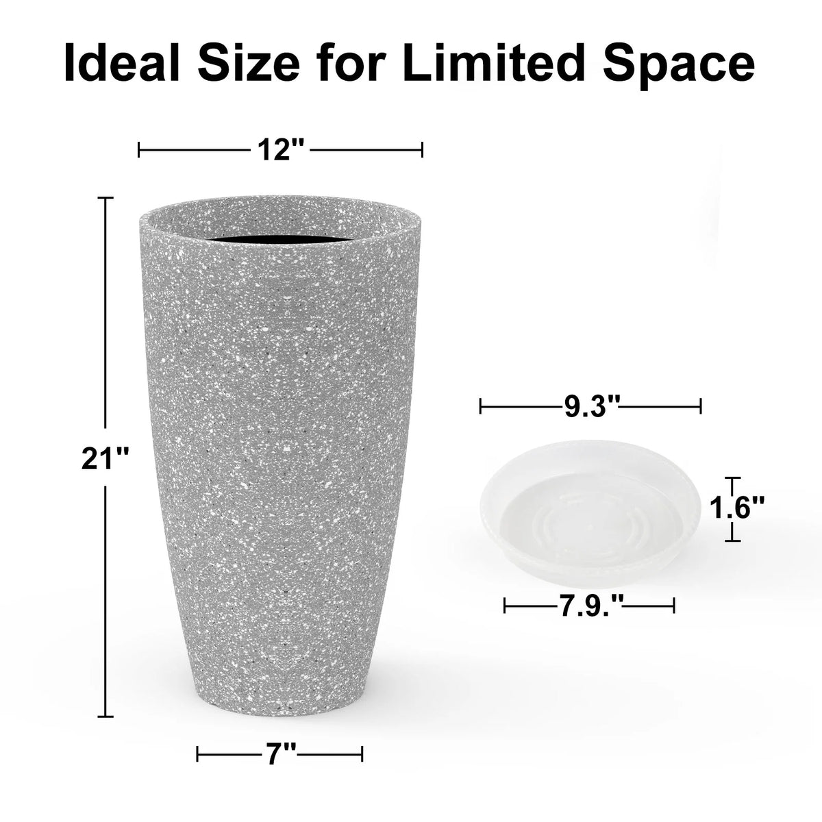 2 Pack 21in Round Tall Planter with Drainage Holes T874596