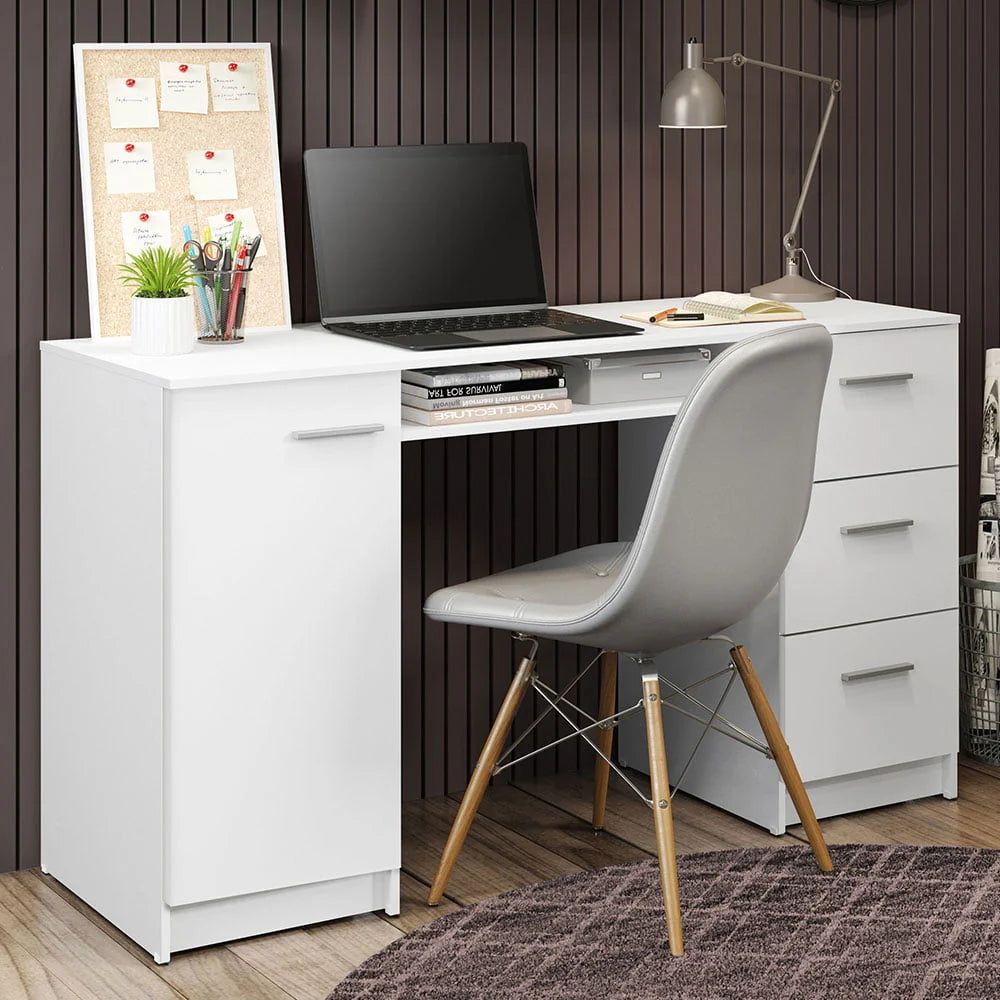 White 53 inch Office Desk with Drawers R586864