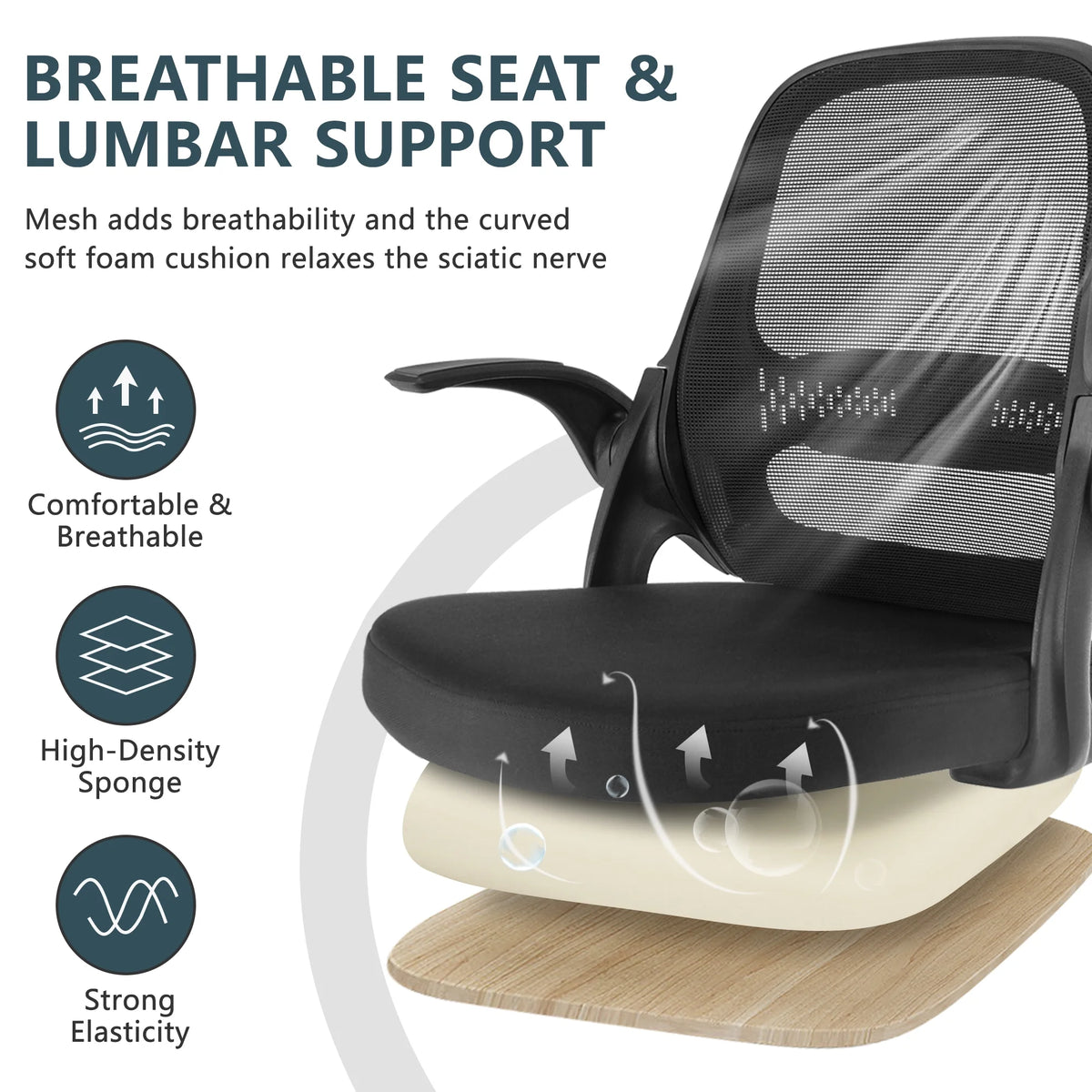 Black Office Chair with Flip-up Armrests S8700