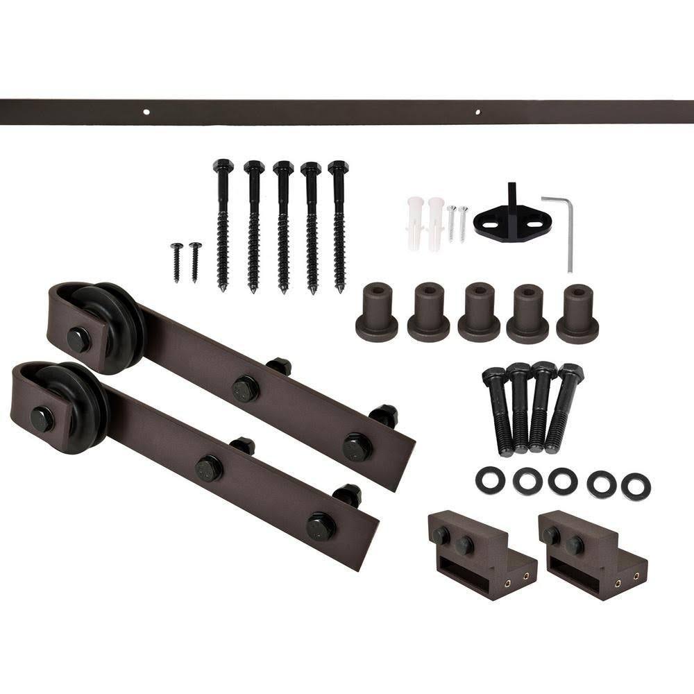 Stained K Double Barn Door Hardware Kit Q879721